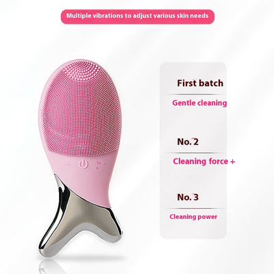 Silicone Gel Cleansing System Electric Facial Nstrument Cleaning Brush Pores Inductive Therapeutical Instrument Vibration Massager