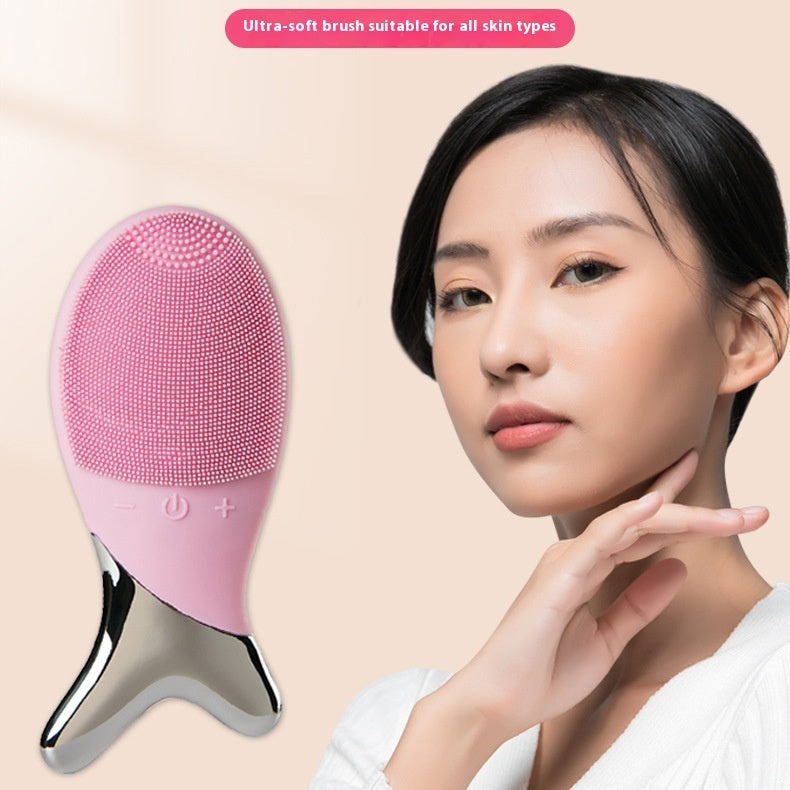 Silicone Gel Cleansing System Electric Facial Nstrument Cleaning Brush Pores Inductive Therapeutical Instrument Vibration Massager